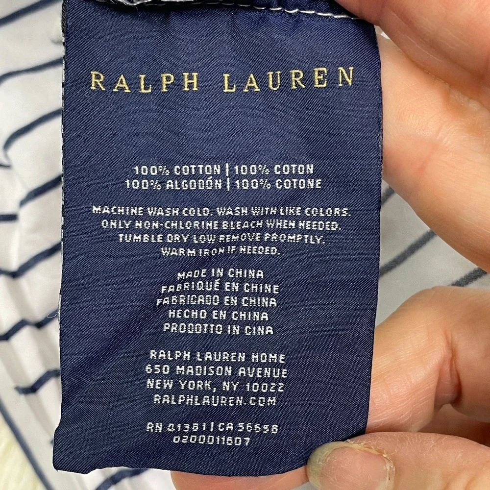 Ralph Lauren Blue Label‎ Pillowcase Set of 2 White Blue Striped Nautical Coastal